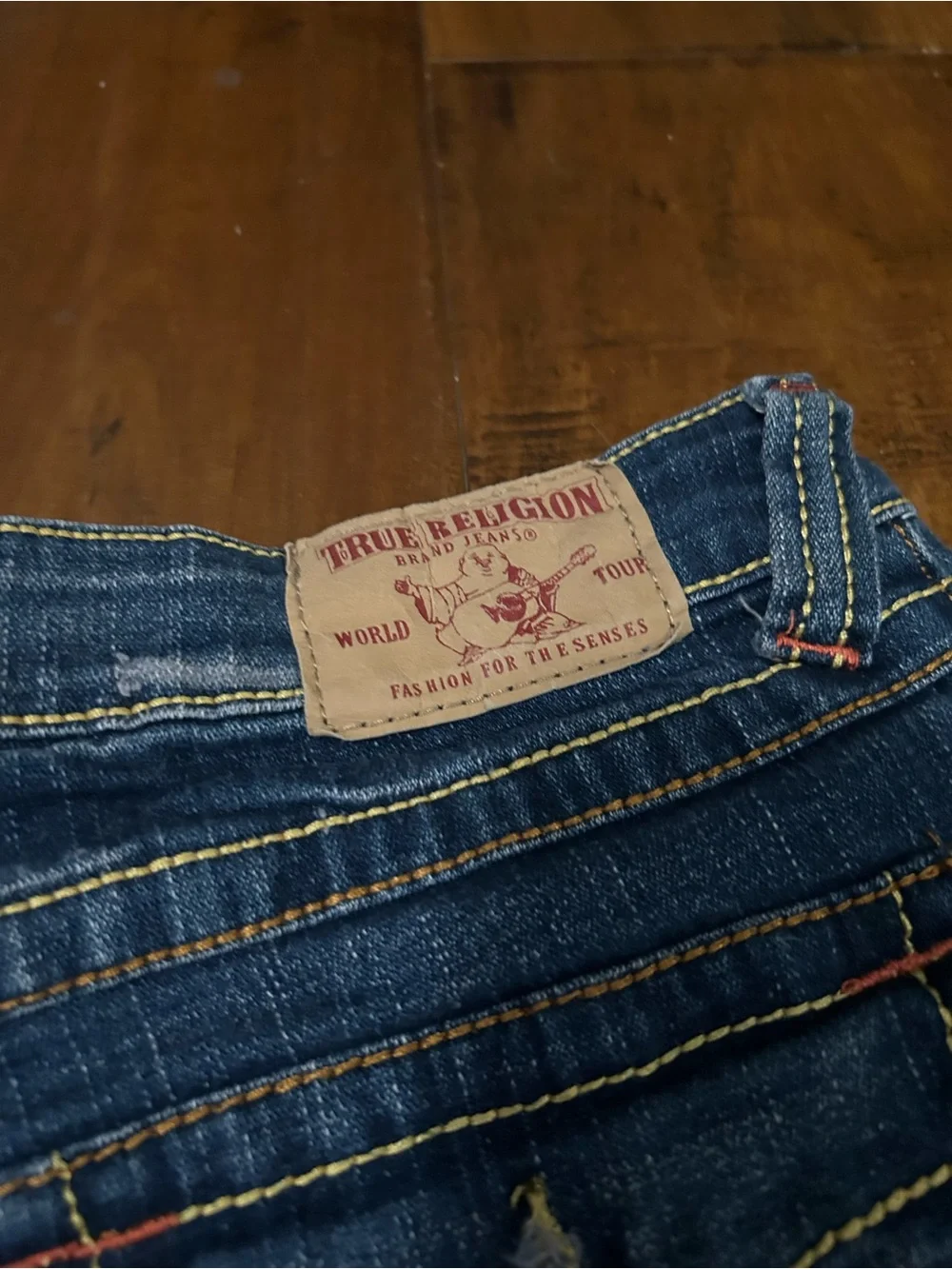 True Religion Dark Blue Denim Cutoff Shorts
